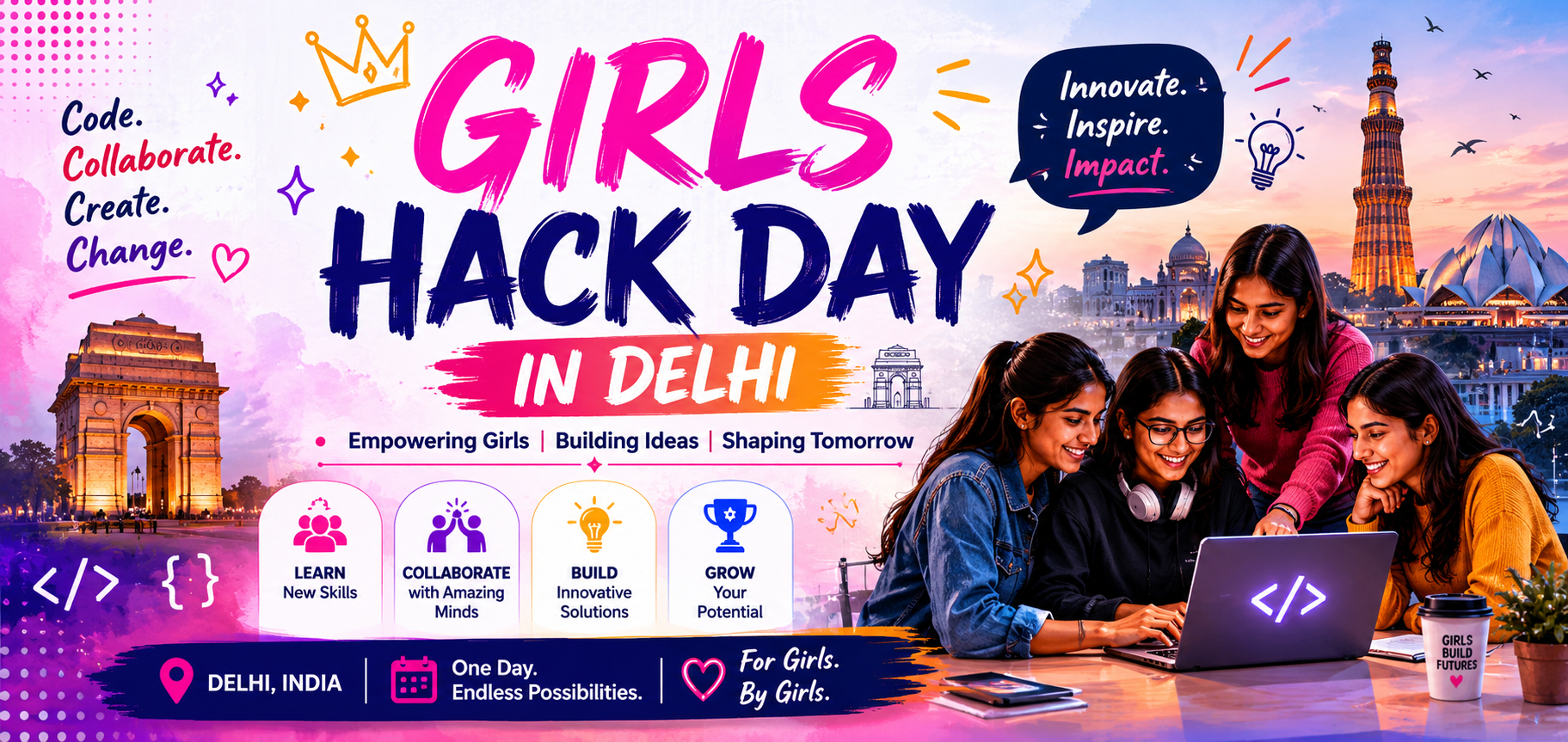 Girls Hack day In Delhi background