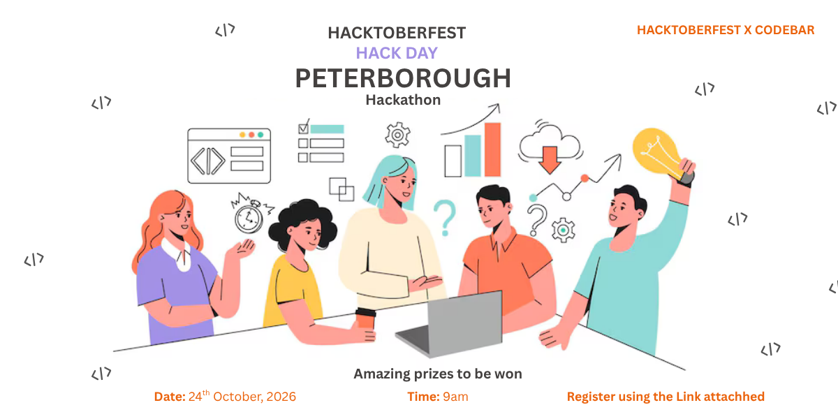 Hacktoberfest Hack Day Peterborough x Codebar background